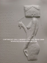 tactile mind diagram 10, by Lisa J. Murphy. Tactile picture of a naked woman with a cardboard syringe. 