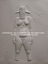 tactile mind diagram 12, by Lisa J. Murphy. Tactile picture of a naked woman dressed as a satanic ram. 