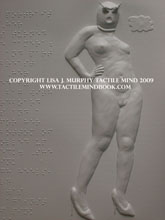tactile mind diagram 14, by Lisa J. Murphy. Tactile picture of a naked woman in snakeskin shoes.